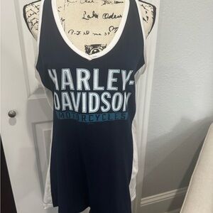 Harley-Davidson Navy Blue and White Tank Top Classic Style